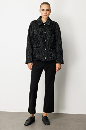 Ekol Kadın İçi Polarlı Kapitone Mont 6603 Siyah