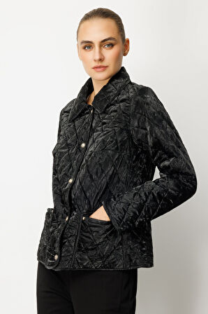 Ekol Kadın İçi Polarlı Kapitone Mont 6603 Siyah