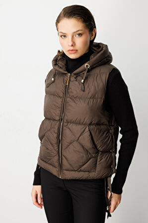 Ekol Kadın Kapüşonlu Şişme Yelek 8581 Haki