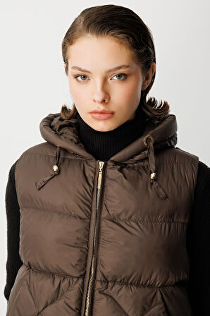 Ekol Kadın Kapüşonlu Şişme Yelek 8581 Haki