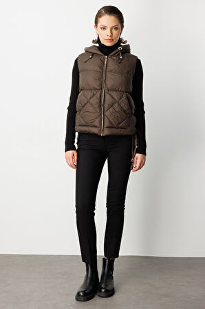 Ekol Kadın Kapüşonlu Şişme Yelek 8581 Haki