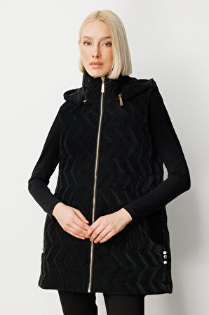 Ekol Kadın Aksesuar Detaylı Şişme Yelek 8583 Siyah