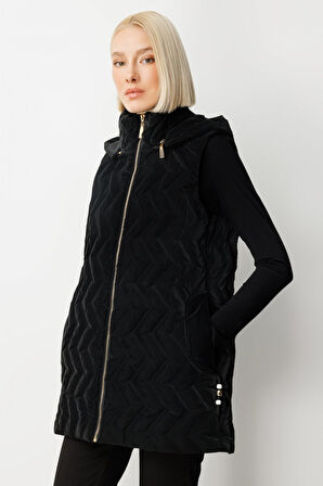 Ekol Kadın Aksesuar Detaylı Şişme Yelek 8583 Siyah