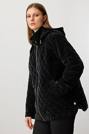 Ekol Kadın Büyük Beden Kapitone Şişme Mont 6805 Siyah