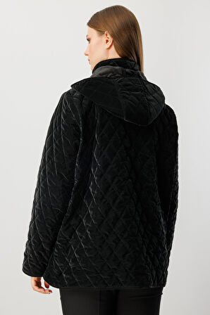 Ekol Kadın Büyük Beden Kapitone Şişme Mont 6805 Siyah