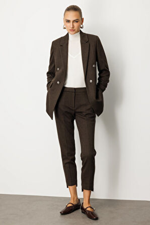 Ekol Kadın Kolu Büzgülü Kapak Cepli Ceket 5187 Kahverengi