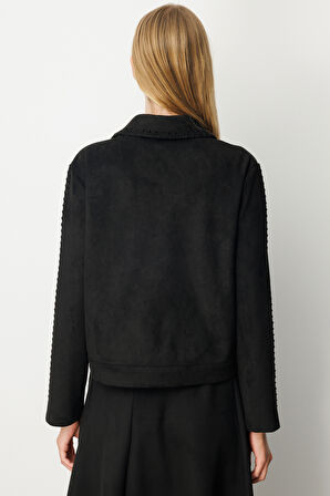 Ekol Kadın Çıtçıtlı Süet Mont 8015 Siyah