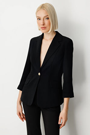 Ekol Kadın Kapak Cepli Duble Kol Ceket 5203 Siyah