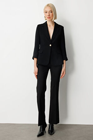 Ekol Kadın Kapak Cepli Duble Kol Ceket 5203 Siyah