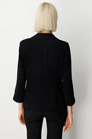 Ekol Kadın Kapak Cepli Duble Kol Ceket 5203 Siyah