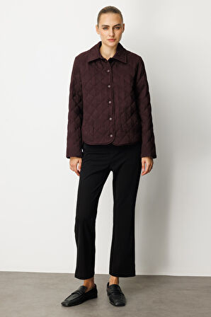 Ekol Kadın Dokulu Çıtçıtlı Mont 6501 Bordo