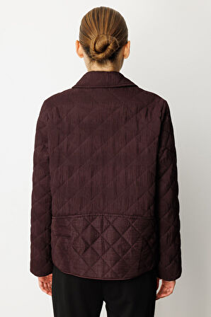 Ekol Kadın Dokulu Çıtçıtlı Mont 6501 Bordo