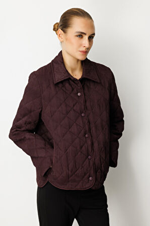 Ekol Kadın Dokulu Çıtçıtlı Mont 6501 Bordo