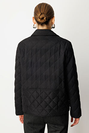 Ekol Kadın Dokulu Çıtçıtlı Mont 6501 Siyah