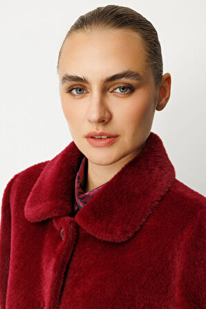 Ekol Kadın Torba Cepli Peluş Kaban 6025 Bordo