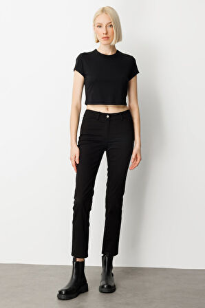 Ekol Kadın Dar Paça Kanvas Pantolon 1189 Siyah