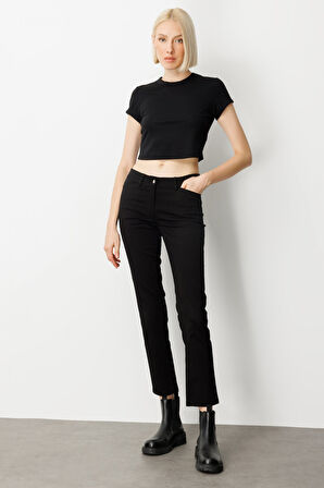 Ekol Kadın Dar Paça Kanvas Pantolon 1189 Siyah