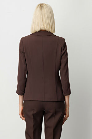 Ekol Kadın Kapak Cepli Duble Kol Ceket 5203 Kahverengi