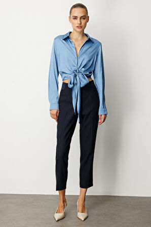 Ekol Kadın Beli Kalın Lastikli Dar Paça Pantolon 1109 Lacivert