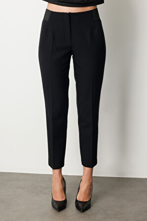 Ekol Kadın Beli Kalın Lastikli Dar Paça Pantolon 1109 Siyah