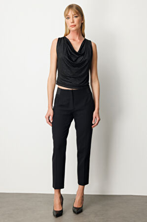 Ekol Kadın Beli Kalın Lastikli Dar Paça Pantolon 1109 Siyah