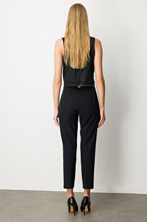 Ekol Kadın Beli Kalın Lastikli Dar Paça Pantolon 1109 Siyah