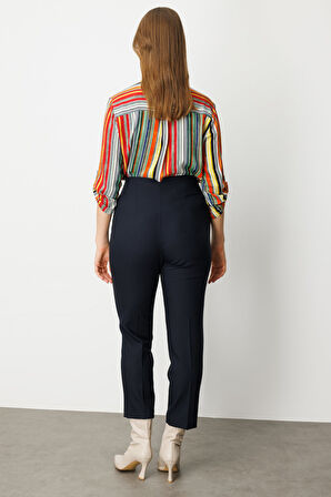 Ekol Kadın Büyük Beden Beli Kalın Lastikli Boru Paça Pantolon 1111 Lacivert