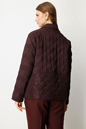 Ekol Kadın Büyük Beden Yan Cepli Çıt Çıtlı Mont 6801 Bordo