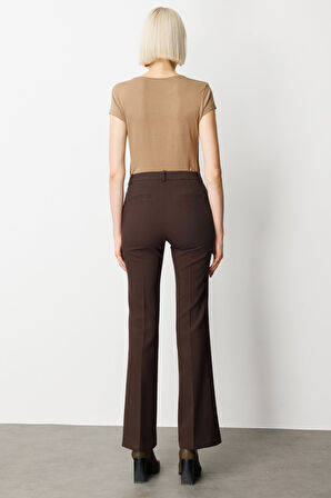 Ekol Kadın İspanyol Paça Yan Cepli Pantolon 5011 Kahverengi