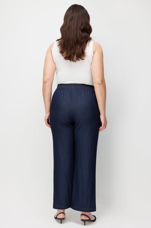Ekol Kadın Büyük Beden Beli Lastikli Bol Paça Pantolon 1624 Indigo