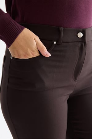 Ekol Kadın Yan Cepli Dar Paça Pantolon Kahverengi