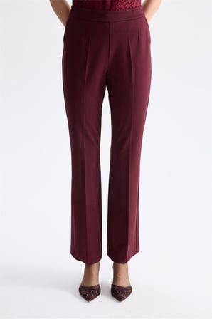 Ekol Kadın Beli Lastikli Bol Paça Pantolon Bordo