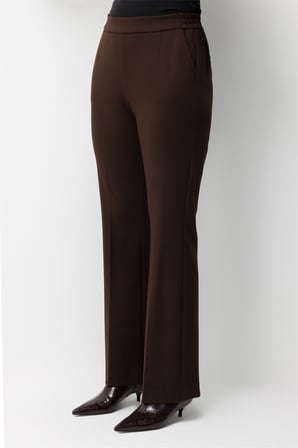 Ekol Kadın Beli Lastikli Bol Paça Pantolon Kahverengi