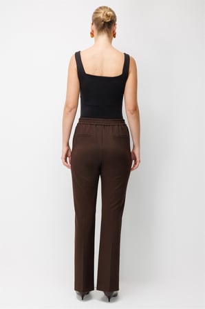 Ekol Kadın Beli Lastikli Bol Paça Pantolon Kahverengi