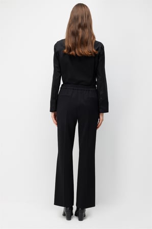 Ekol Kadın Beli Taş İşlemeli Bol Paça Pantolon Siyah