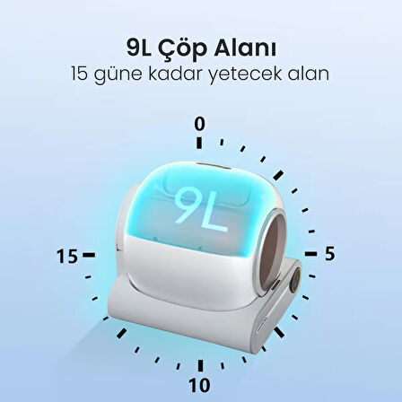 Haustier BF01 Akıllı Otomatik Kedi Tuvaleti, Tuya App-Wifi Uzaktan Kontrol, 65LT Hazne, 9lt Çöp Haznesi-Uv Kötü Koku Temizleme, Ağırlık Sensörlü