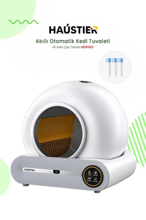 Haustier MSP-01 Akıllı Otomatik Kedi Tuvaleti, Tuya App-Wifi Uzaktan Kontrol, 65LT Hazne, 9lt Çöp Haznesi- İyonizer Koku Giderici, Ağırlık Sensörlü
