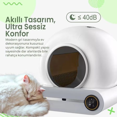 Haustier MSP-01 Akıllı Otomatik Kedi Tuvaleti, Tuya App-Wifi Uzaktan Kontrol, 65LT Hazne, 9lt Çöp Haznesi- İyonizer Koku Giderici, Ağırlık Sensörlü
