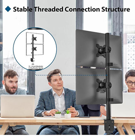 Ergoflex EF63 Steel Design 2-8 kg Çift Ekran Asansörlü 13"-32" Desktop Monitör Standı