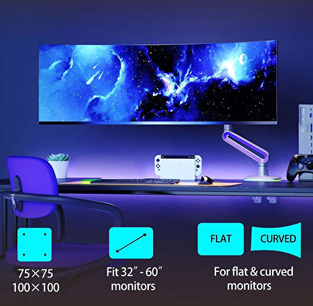NB Ergonomic G70-Gaming , 32-60inch RGB Aydınlatmalı , Oyuncu Monitör Standı 