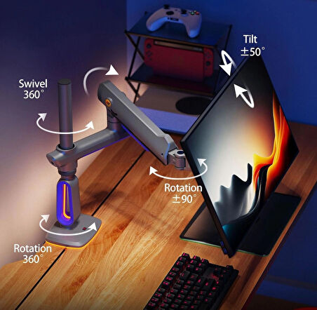 NB Ergonomic G80-Gaming , 32-60inch RGB Aydınlatmalı , Oyuncu Monitör Standı 