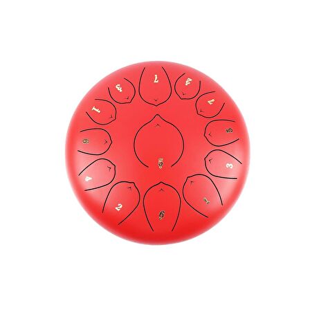 Jwin JTN-1213 12 Inç 13 Ses Ton Çelik Handpan Tongue Drum Davulu - Kırmızı