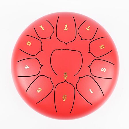 Jwin JTN-1011 10 Inç 11 Ses Ton Çelik Handpan Tongue Drum Davulu - Kırmızı