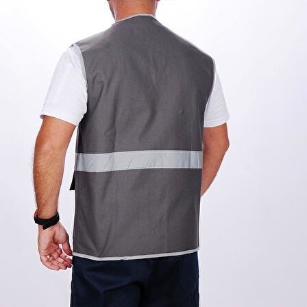 Formteks İşçi Çok Cepli Reflektörlü  Alet Yeleği Gri