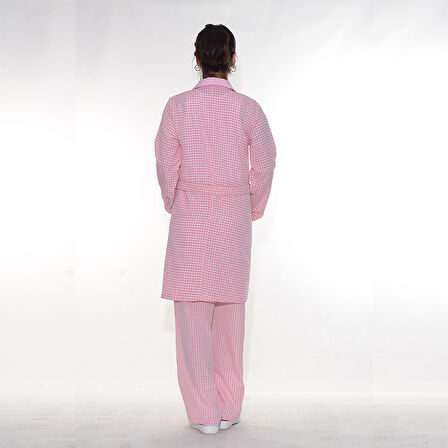 Formteks Temizlik Önlük  Pembe Beyaz Kareli