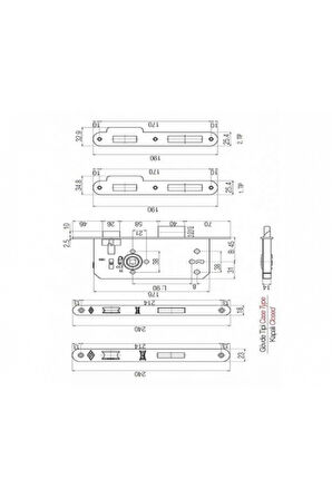 Kale 141 R 45 Mm İç Kapı Gömme Kilit 18 Mm Ayna