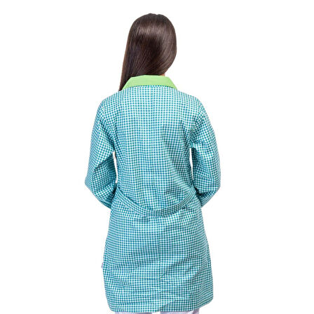 Formteks Temizlik Önlük Zefir Yeşil Beyaz Kareli