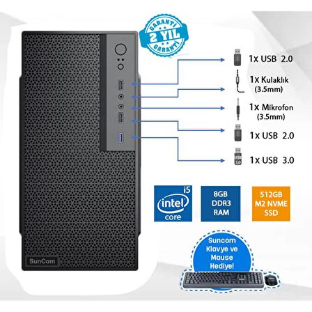 SunCom Force SC3-142 i5-3470 8GB 512SSD FreeDOS Masaüstü Bilgisayar