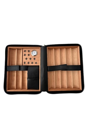 Cohiba XL Siyah Dahili Çakmak Deri Puro Taşıma Çantası & Seyahat Humidoru - TR8237