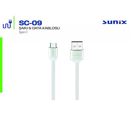 Sunix SC-09 Type C Soft Kablo Beyaz